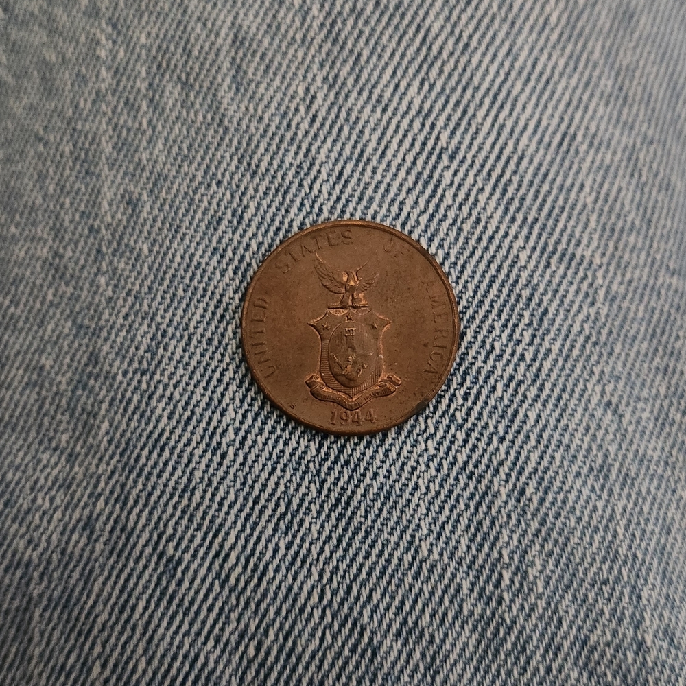 Antique Copper Coin with Shield Design